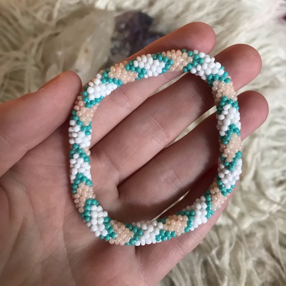 Glass Seed Bead Crochet Roll On Bracelet - Picture 1 of 4